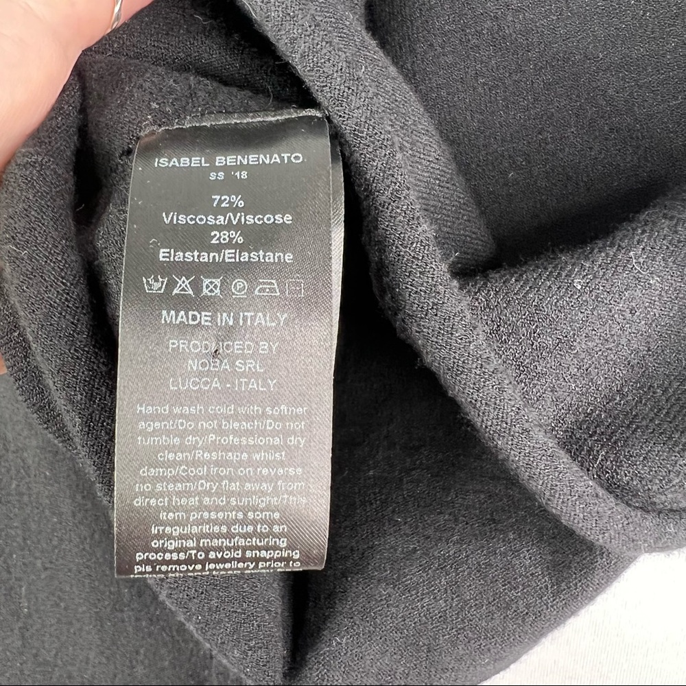 Isabel Benenato Black One Sleeve Sweater Top Asymmetrical Tie Side Crewneck 46 - Picture 4 of 5